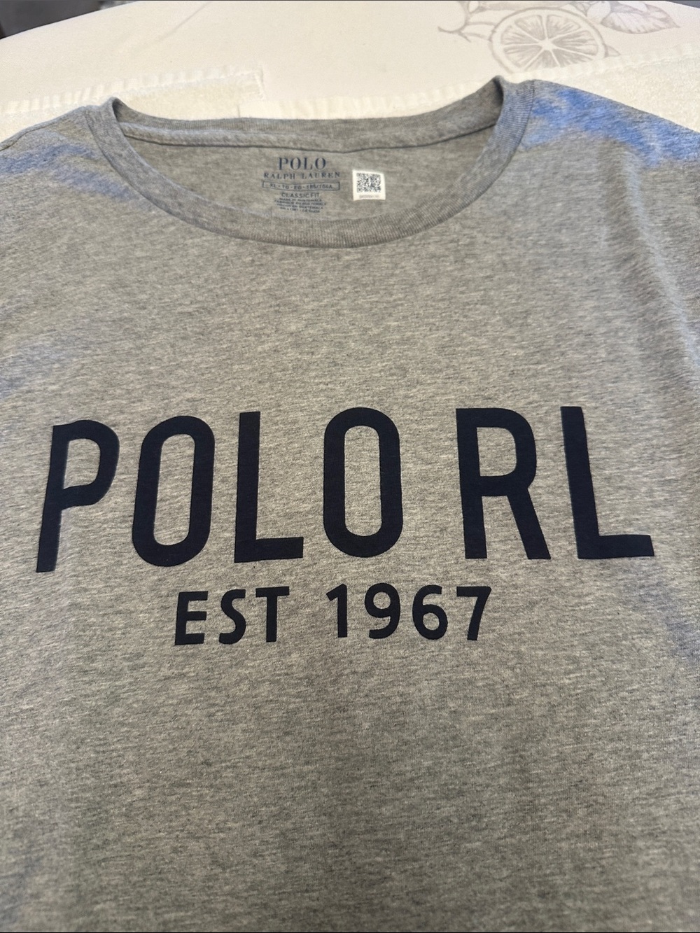 Polo by Ralph Lauren Gray Crewneck Tee with Navy POLO RL Print